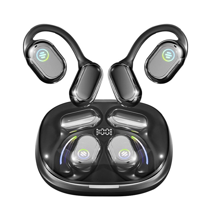 헤몬팜 오픈이어 무선 이어폰 블루투스 이어폰 충전식 골전도 이어폰, 블랙,1개