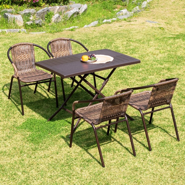 아르망 1000X700 유로 39번 4인 야외 테이블 세트, 선택:브라운