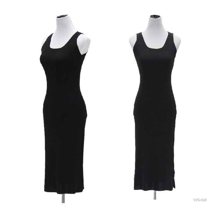 WSSTORE 골지 롱원피스 블랙 M 무지