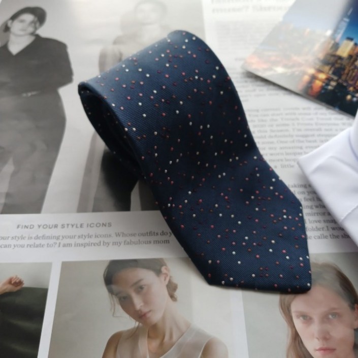 ZIO SONGZIO 지오송지오 실크 네이비 도트 넥타이 7.6cm A등급 A18721