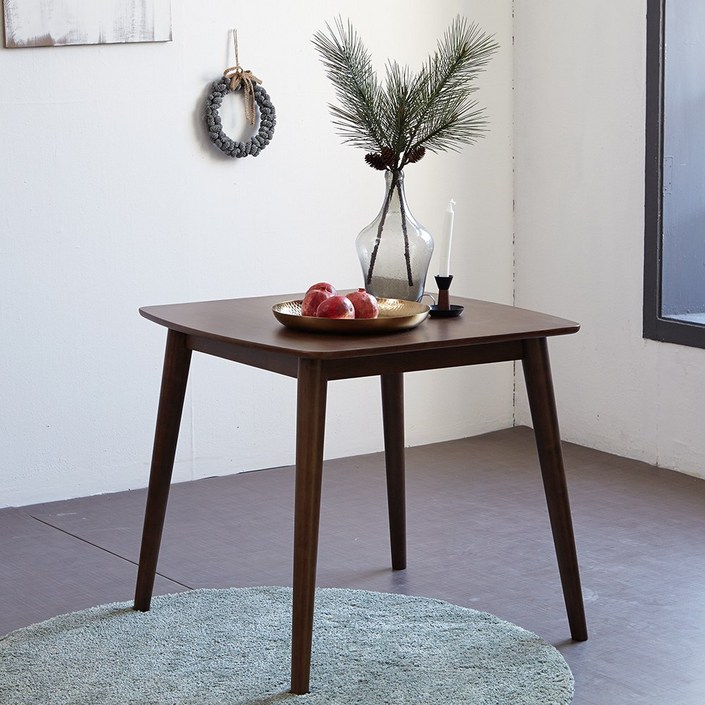 리비니아 로란 100 고무나무 원목 2인식탁 테이블 2color, 월넛