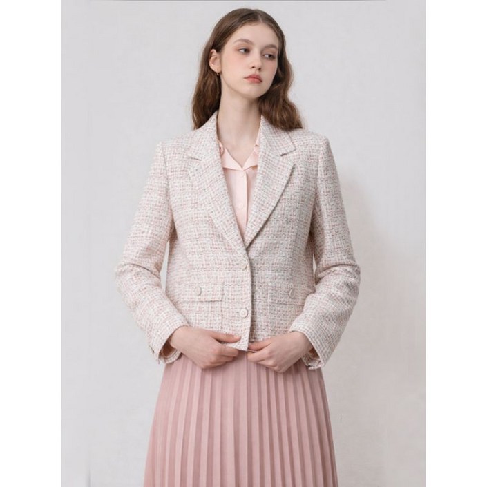 쉬즈미스 고퀄리티 포켓 트위드 크롭 재킷 택가격 428000원