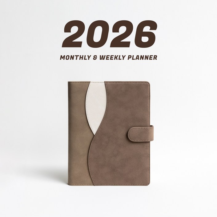 WAVY 프리미엄 6공 비즈니스 2026년 날짜형 다이어리, 모카 무스 날짜형