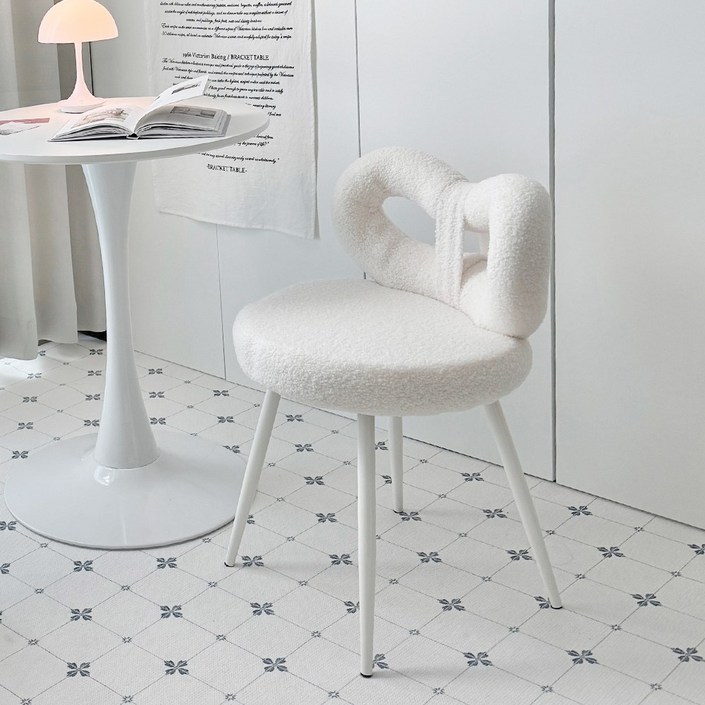 퍼피노 르올 리본 화장대 의자 스툴 pn720, 화이트, 1개