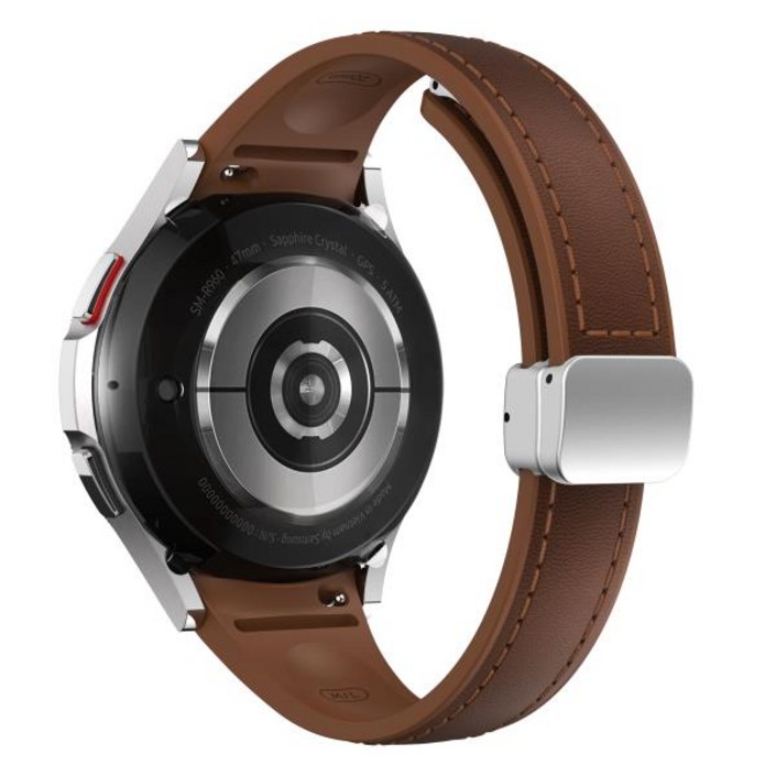 슬림 가죽 및 실리콘 스트랩, 삼성 갤럭시 워치 7, 4 클래식, 마그네틱 시계줄, 5 프로, 밴드