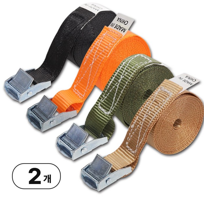 비전 캠버클 고정 화물바 깔깔이바 스트랩 25mm x 2M, 2개