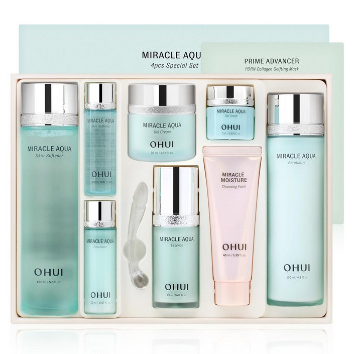오휘 스킨로션 세트 미라클 아쿠아 4종 건성 수분 여성 스킨로션 기초 화장품
