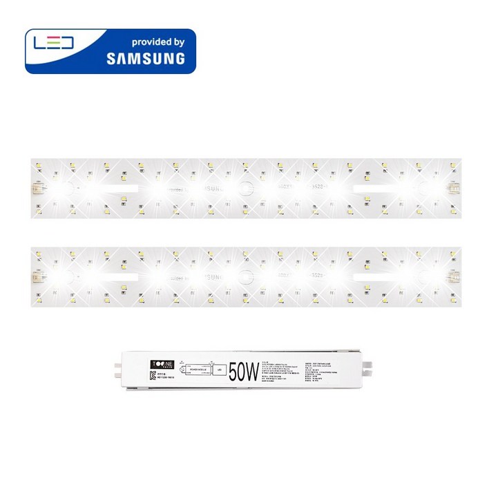 투원라이팅 가정용 삼성 칩 LED 조명 모듈 등 교체 세트 주방등 욕실등 400x52mm 2장 50W, 1개, 4000K(주백색/아이보리빛)