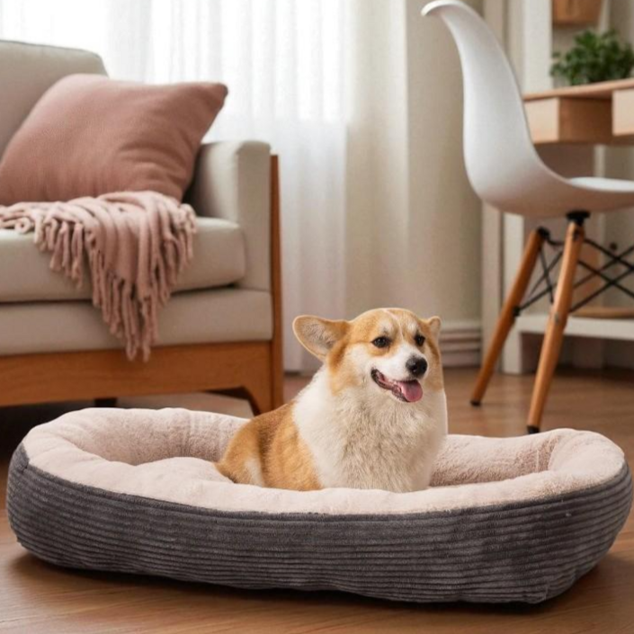 프리픽 통세탁 강아지 마약 방석 푹신한 쿠션 침대, 1개, 그레이