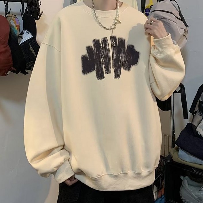 ANYOU 남성 심플 베이직 오버핏 맨투맨 춘추 스타일 후드티