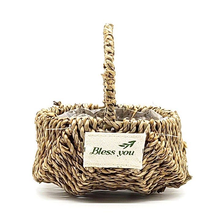 왕골 미니 타원 라탄 꽃바구니 과일바구니 촬영소품 인테리어 도매 소매 5개묶음, 5개