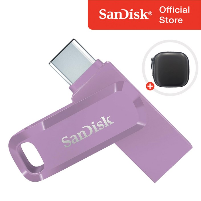 샌디스크 USB 메모리 울트라 듀얼 고 C타입 SDDDC3 라벤더 퍼플 USB 보관 케이스, 512GB, 1개