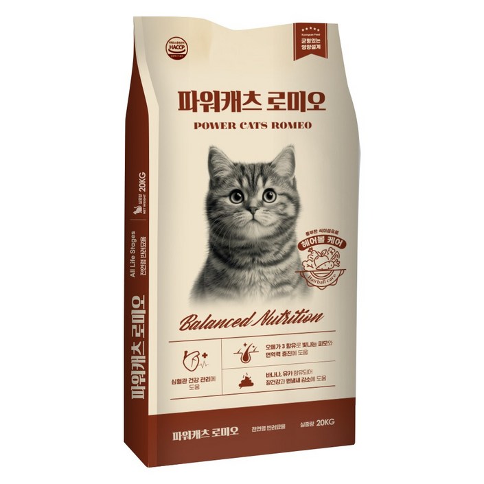 파워캐츠 로미오 전연령 고양이 길냥이 길고양이 대용량 사료, 1개, 20kg, 닭