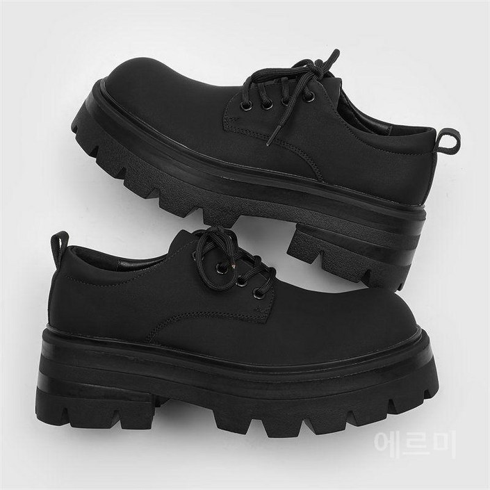 남성 두꺼운 밑창 키높이 블랙 캐주얼 구두 아이돌 공연