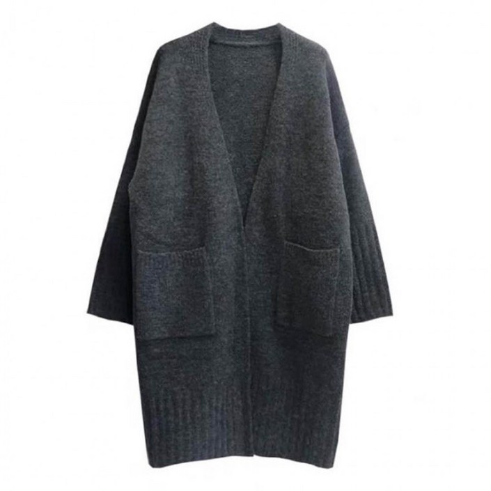 여자 로브 가디건 주머니 포인트 롱가디건 캐주얼룩