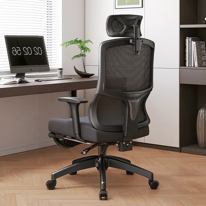 Homey Nest 허리 편한의자 사무용의자 승강가능 4D 팔걸이 사무실전용 받발침, 블랙