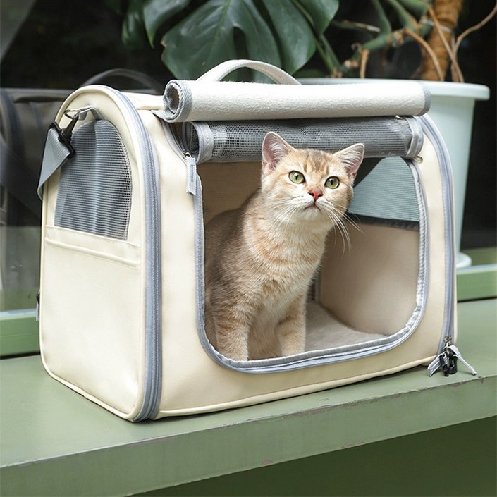 ZOZOFO 고양이 이동장 강아지 이동가방 반려동물 이동가방 삼면통풍 이동가방이너쿠션