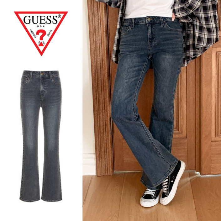 [정품] 게스 여성 부츠컷 청바지 스판 미디엄블루 사계절