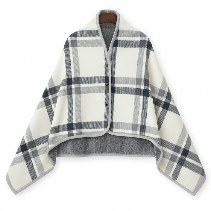 똑딱이 극세사 체크 망토 담요