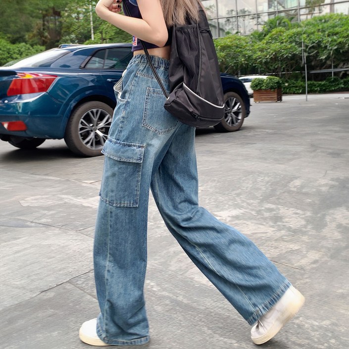 순이들 밴딩 카고 와이드 데님 팬츠