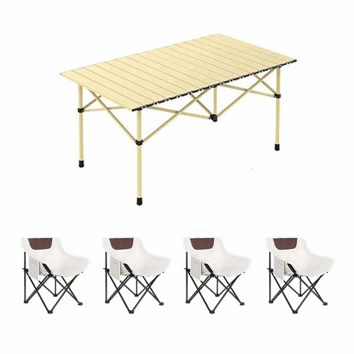 캠핑의자테이블세트4인 TZ-Y 접이식캠핑테이블120cm+수납파우치, 카키 테이블