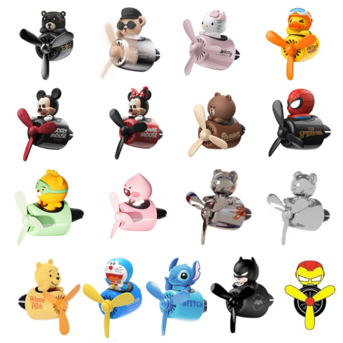 인기17종 차량용 송풍구 프로펠러 방향제 피규어 캐릭터리필2매, 3키티, 1세트