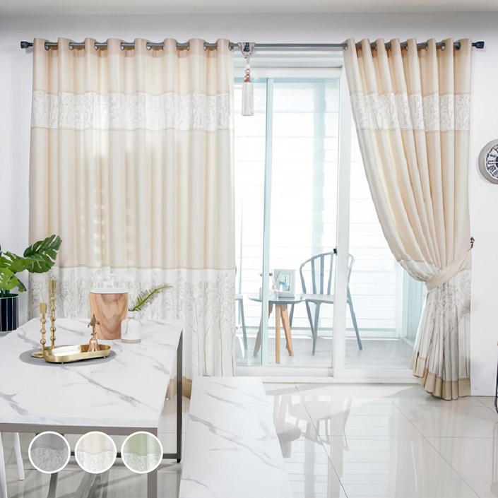 지나송 숲속의 정원 아일렛 봉포함 암막커튼 세트