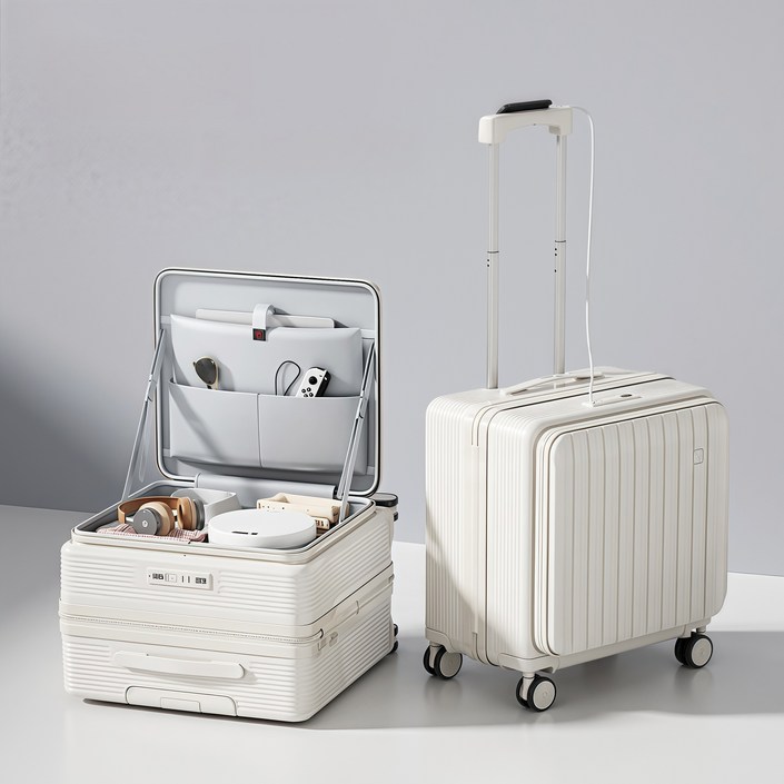TLOML 캐리어 20인치 전면 오픈 USB 기내용 캐리어 대용량 여행용 캐리어