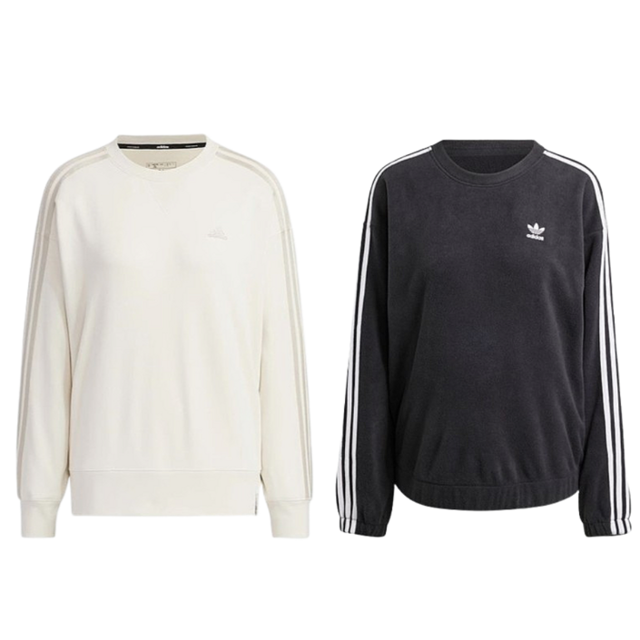국내매장판 아디다스 삼선 플리스 여성 여자 커플 봄 가을 겨울 기모 긴팔 티셔츠 맨투맨 후드티
