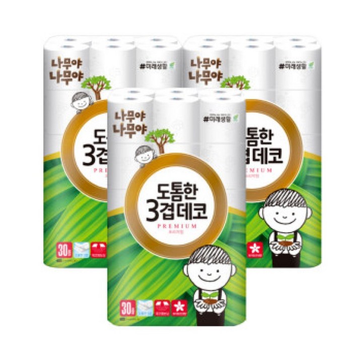 나무야나무야 도톰한 3겹 데코 롤화장지 30m