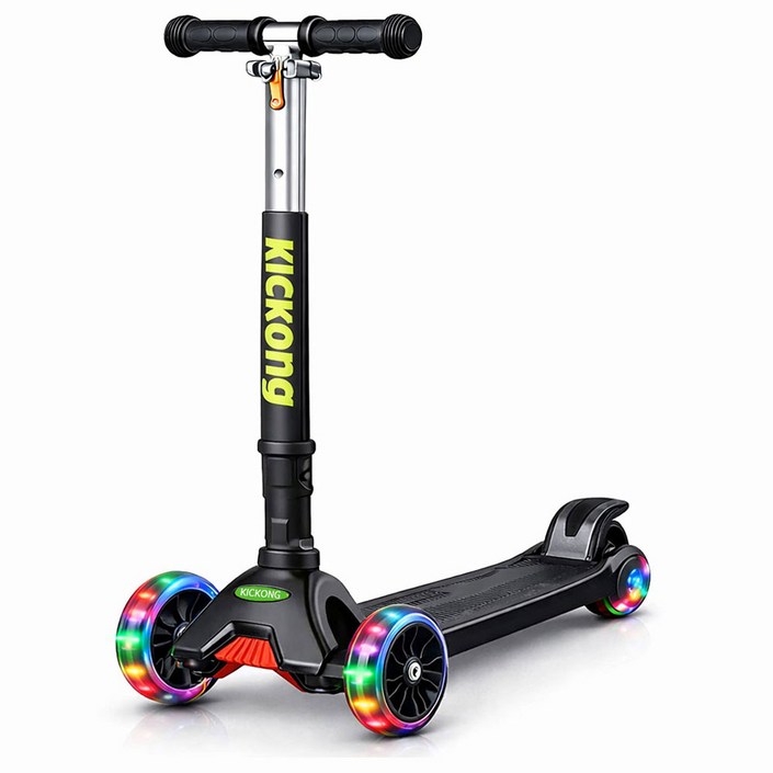 유아 킥보드 3발 LED 어린이 접이식 높이조절 안정형 초등선물 인기 당일출고 씽씽카 킥콩, 검정