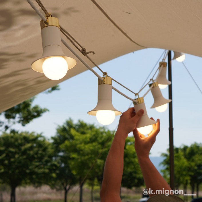 헬로닷 맘마미아 페스타 캠핑전용 줄조명 파티라이트 6구 풀세트, 깨지지 않는 LED전구 6개 포함 5m90cm, 비앙코화이트, 1세트