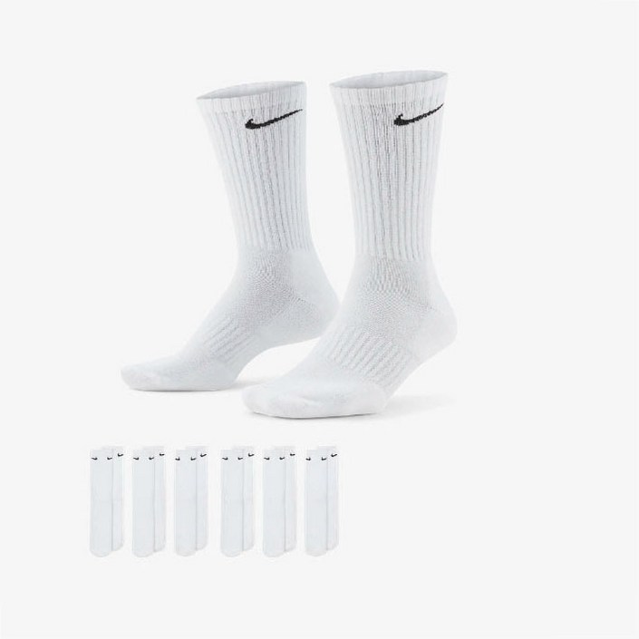 나이키 에브리데이 쿠션 트레이닝 크루 샥스 스포츠 장목 양말2세트 6켤레, 화이트2세트 6켤레, 2개