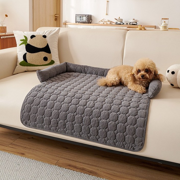 KOKHUB 극세사 털 안 붙는 통세탁 펫 방석, 1개, 회색