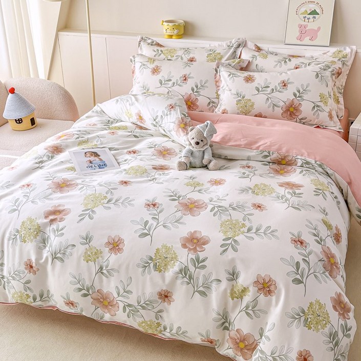 COZYKISS 로맨틱 순면 이불커버 단품 꽃무늬 침구 사계절용