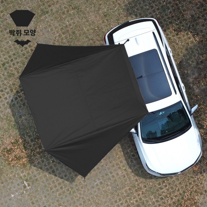 박쥐 모양 블랙 코팅 SUV 차량용 타프 그늘막 흡입 컵이 있는 천막 야외 방수 캠핑용 자동차 어닝 사용