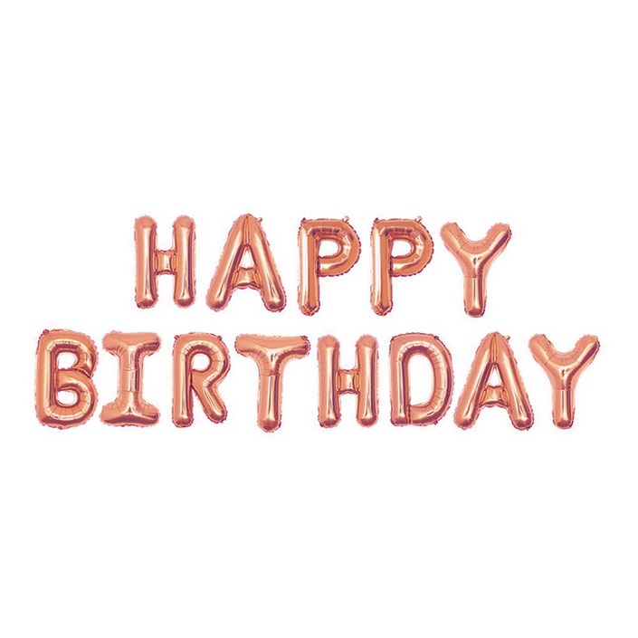 베어플 해피벌스데이 생일 파티 레터링 풍선, 1개, 로즈골드