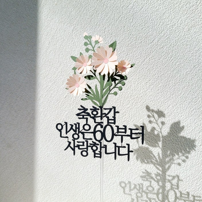 소소애 케이크토퍼 부모님 생신 데이지꽃다발 꽃 선물, 1개, 축환갑인생은60부터분홍색데이지꽃다발 소소애 케이크토퍼 부모님 생신 데이지꽃다발 꽃 선물, 1개, 축환갑인생은60부터분홍색데이지꽃다발