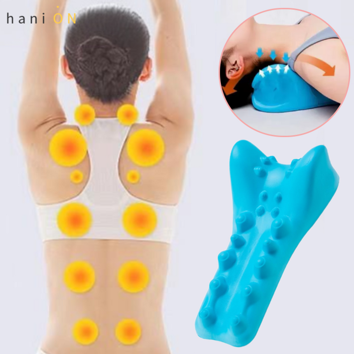 하니온 하루 15분 사용 4세대 릴렉스 후면 스트레처 목 경추 마사지 허리까지 2in1 가능 지압감 등근육 라운드숄더, 1개
