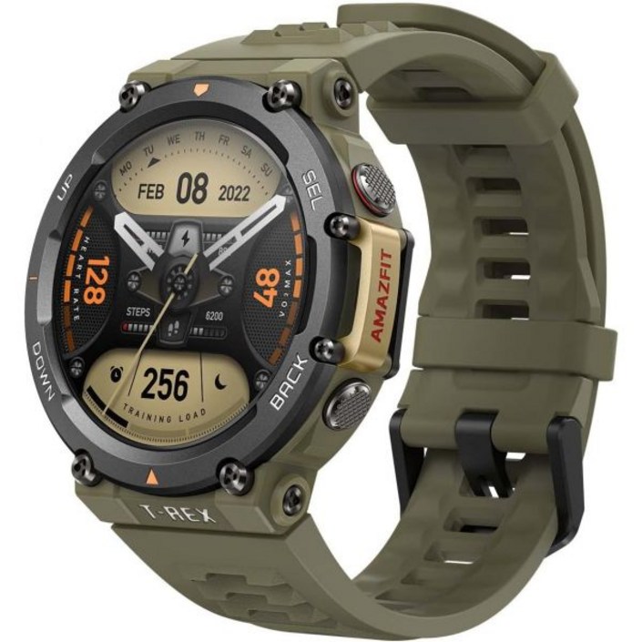 Amazfit T-Rex 남성용 2 스마트 워치, 듀얼 밴드 및 6 위성 포지셔닝, 24일 배터리 수명, 초저온 작동, 견고한 야외 GPS 밀리터리 스마트워치, 실시간 내비게이션-