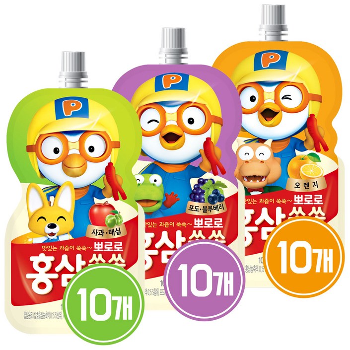 홍삼쏙쏙3종세트(사과매실100ml*10개+포도블루베리100ml*10개+오렌지100ml*10개)