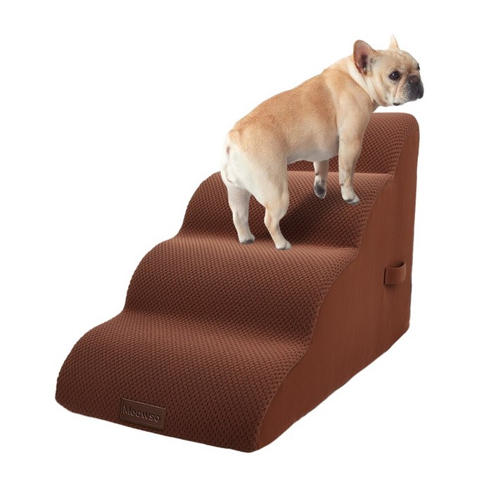 고밀도 스폰지 반려동물 논슬립 슬라이드 계단 곡선 계단 무릎 압력을 줄이다 개 계단, 4단, 1개