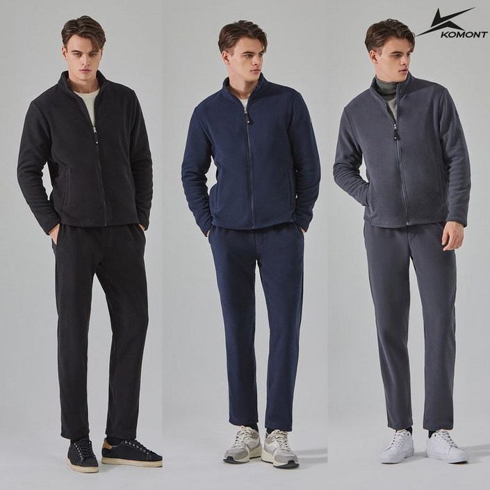 KOMONT 코몽트 남성 장모 플리스 상하 셋업 2종