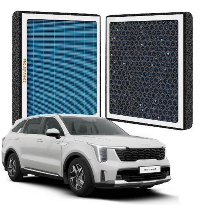 퓨어에어 쏘렌토 MQ4 전면 헤파 활성탄 듀얼 에어컨필터호환, PRE02, 1개