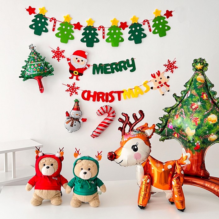 하피블리 루돌프 풍선 크리스마스 가랜드 레터링 파티 용품 이벤트 장식 세트, 크리스마스 가랜드(A)