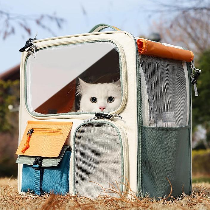 ZOZOFO 백팩 고양이 이동장 강아지 이동가방 접이식 반려동물백팩 이너쿠션