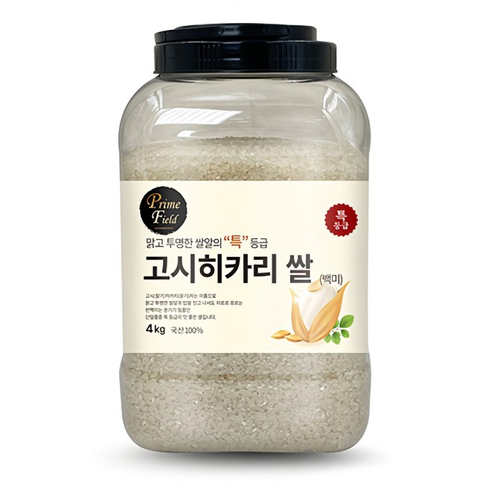 Prime Field 고시히카리 백미, 특등급, 4kg, 1개