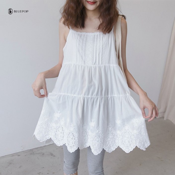 블루팝 레이스 나시  원피스