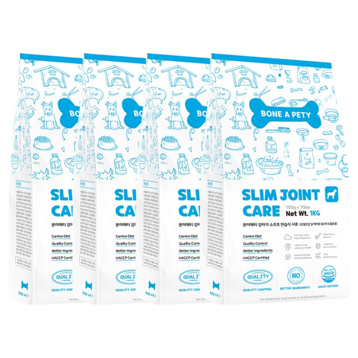 본아페티 슬림앤조인트케어 강아지 소프트 반습식 사료, 다이어트체중감소, 1kg, 4개