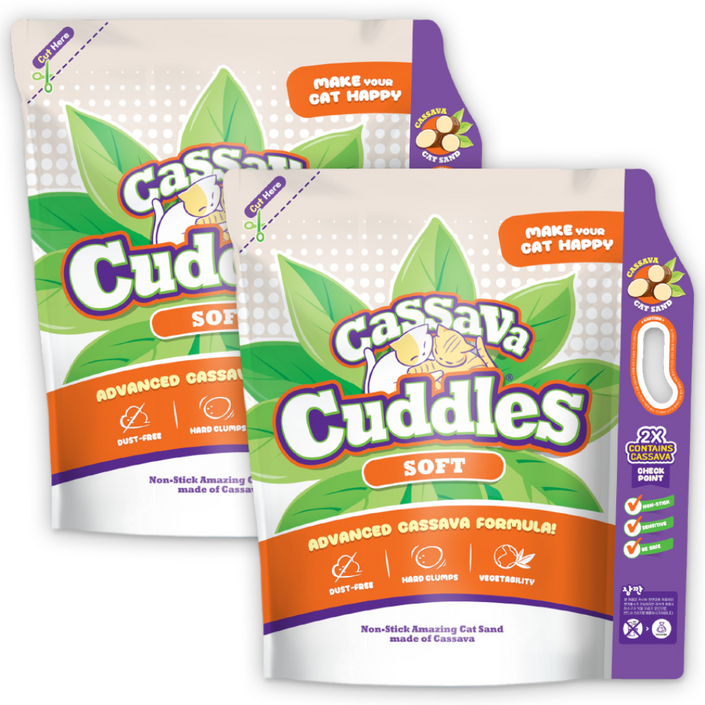 카사바커들스 소프트 가는입자 고양이모래, 6L, 2개, 무향